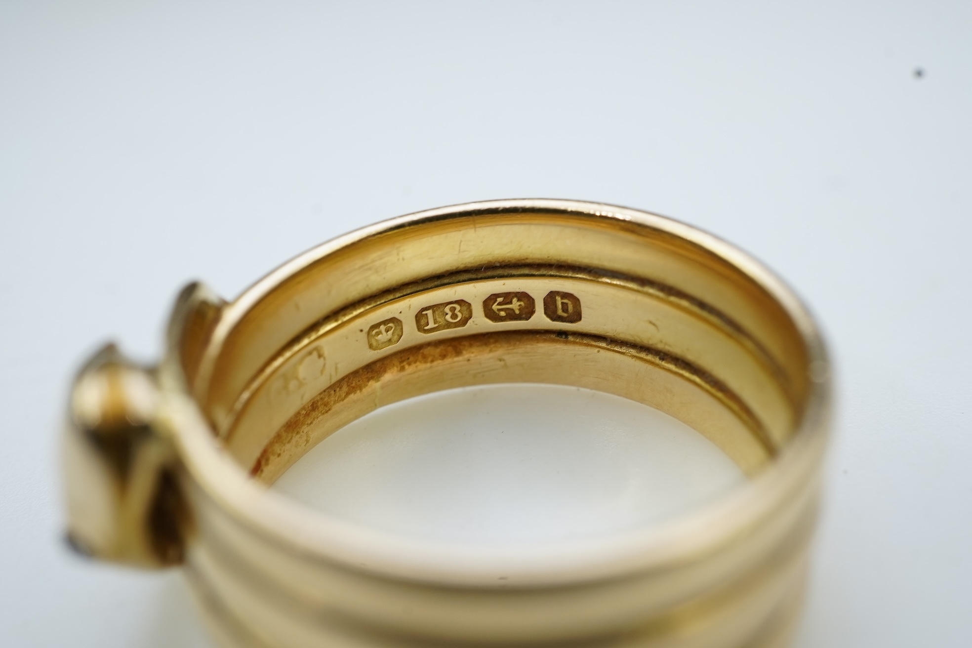 A Victorian gold ring, circa 1876